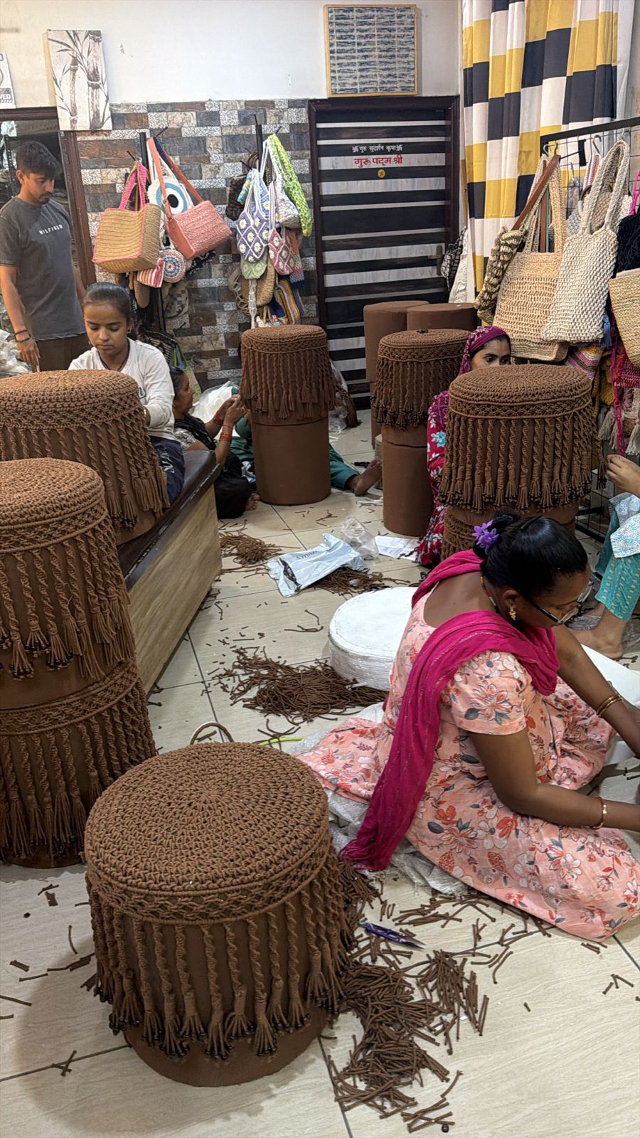 Artisans at work in our partner workshop